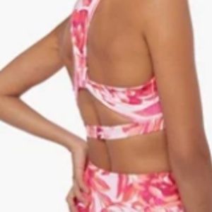 Open Back floral pink Sports Bra NEW